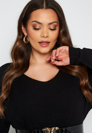 Esly LS V-Neck Knee Dress