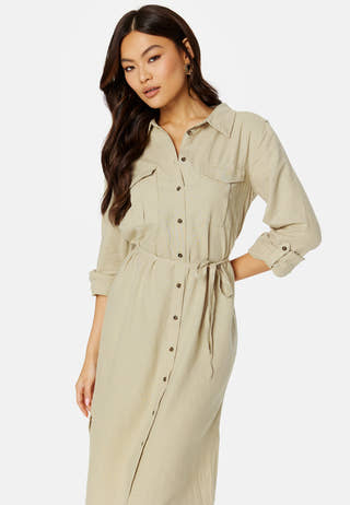 Caro LS Linen Blend Shirt Dress
