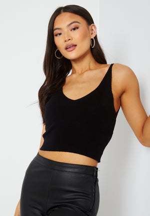 Cozy S/L Cropped Top Knit