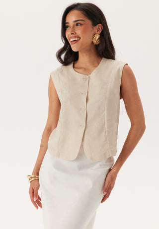 Objaya Sleeveless Linen Vest