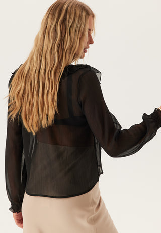 Onlanina Life Langermet Bluse med Volanger og V-hals