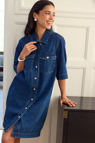Onlbelle S/S Button Kjole Denim