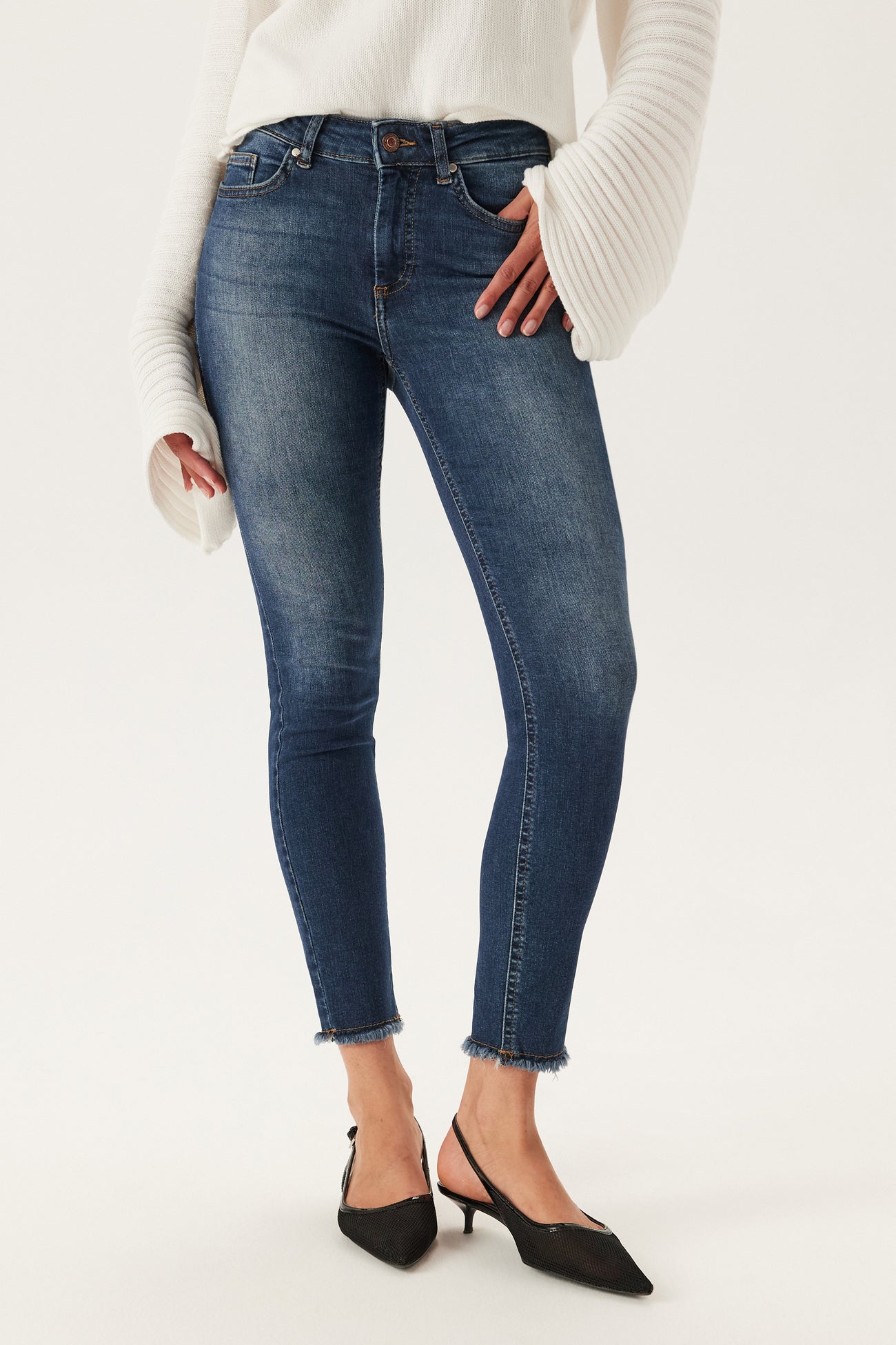 Only - ONLY - Onlblush Mid Sk Ank Rw Dnm Rea Dark Medium Blue Denim