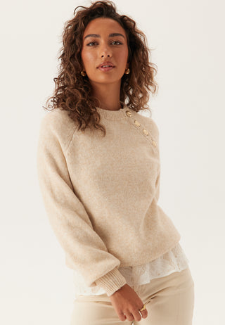 Onlemma Life Long Sleeve Button Oneck Knit Sweater