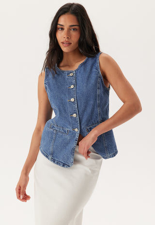 Onlgiulina S/L Button Vest Denim