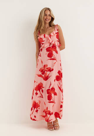 Onlhyaci S/L FRILL LONG AOP DRESS