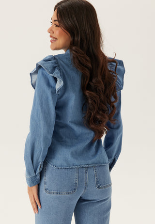 Onlindigo Frill Stud Langermet Dongeriskjorte