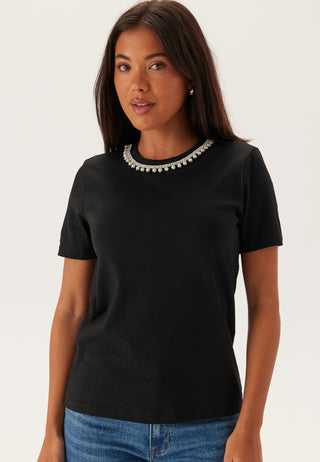 Onljolly Life Short Sleeve Pearl Detail T-shirt