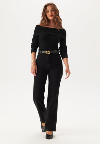Onlkatia langermet off shoulder strikkegenser