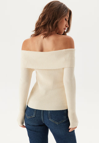 Onlkatia langermet off shoulder strikkegenser