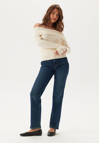 Onlkatia langermet off shoulder strikkegenser