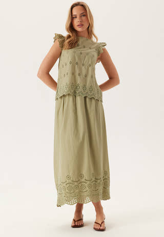 Onllou Life Emb S/S Open Back Top