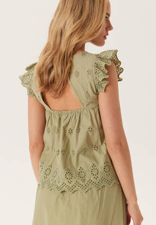 Onllou Life Emb S/S Open Back Top