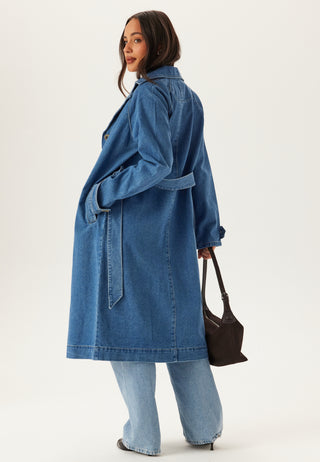 Onlmalou belte-demin trenchcoat