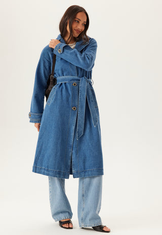 Onlmalou belte-demin trenchcoat