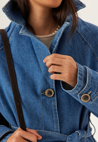 Onlmalou belte-demin trenchcoat