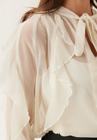 Onltaryn langermet romantisk volangbluse