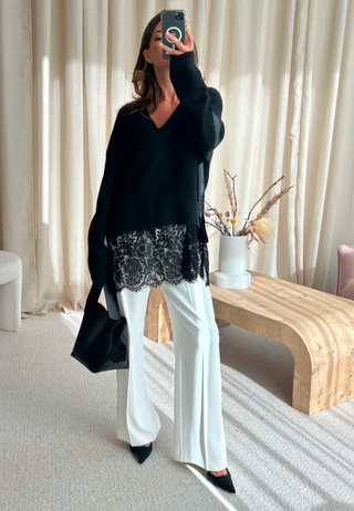 Onlvivia Ls Life V-neck Lace M