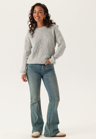 Vilassia O-neck Langermet Flettestrikket Genser