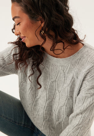 Vilassia O-neck Langermet Flettestrikket Genser