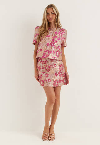 Pcamelia Ss Jaquard Top