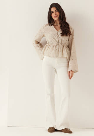 Pcarmorine Ls Embroderi Top