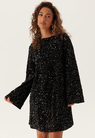 Pckam Long Sleeve Deep Back Bow Dress
