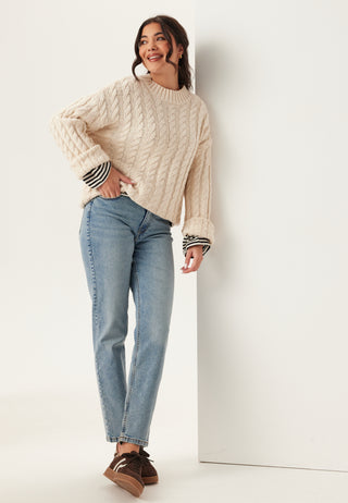 Pckesia Mom High Waist Ankeljeans Lyseblå