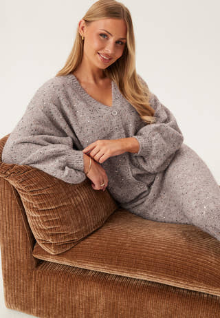 Pcmesva Ls Boxy Sequin Knit Cardigan