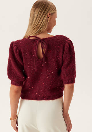 Pcmesva Ss Sequin Tie Back Knit