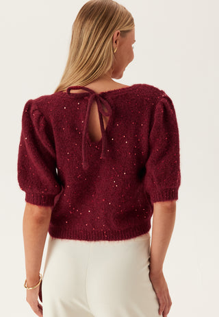 Pcmesva Kortermet Paljettstrikk med Sløyfe i Ryggen