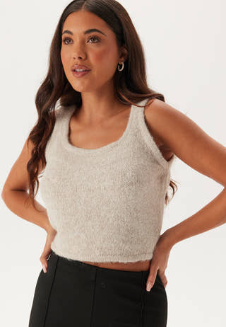 Pcruno Sl O-neck Crop Knit Top