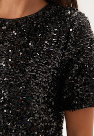 Pcserena Sequin Ss O-neck Dres