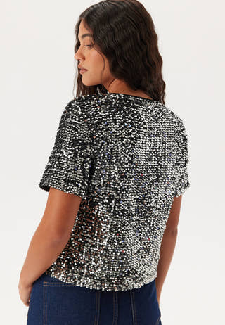Pcserena Sequin Ss O-neck Top
