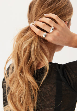Dune Rings, 2-in-1 Set, Silver