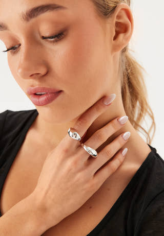 Dune Rings, 2-in-1 Set, Silver