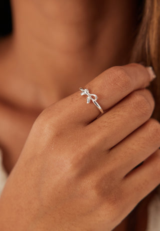 Lulu Bow Stack Ring Sølvbelagt
