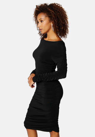 Mace Ruched Boat Neck Dress
