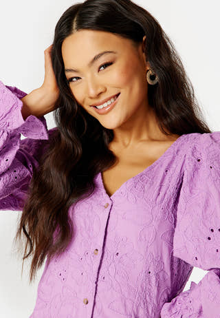 Nally LS Short Broderi Dress