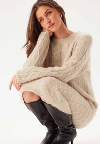Slfalmina Ls Knit Cable Dress