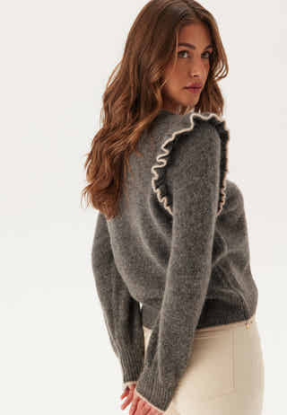 Slfalva Frills Ls Knit O-neck