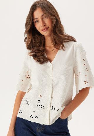 Slfdahlia Ss Broderi Shirt