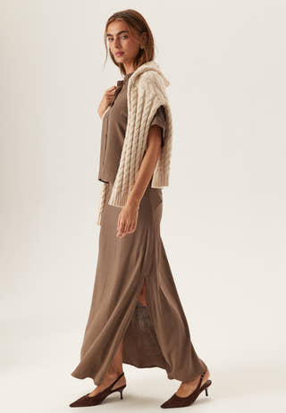 Slfviva Hw Ankle Linen Blend Skirt