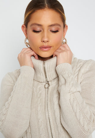 Cable Knit Zip Cardigan