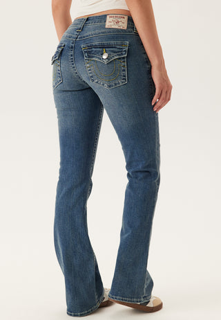 Becca Mid Rise Boot Cut Flap Jeans