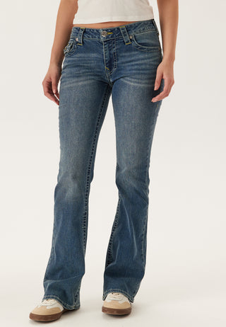 Becca Mid Rise Boot Cut Flap Jeans