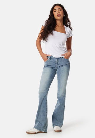 Becca Mid Rise Bootcut Flap Jeans