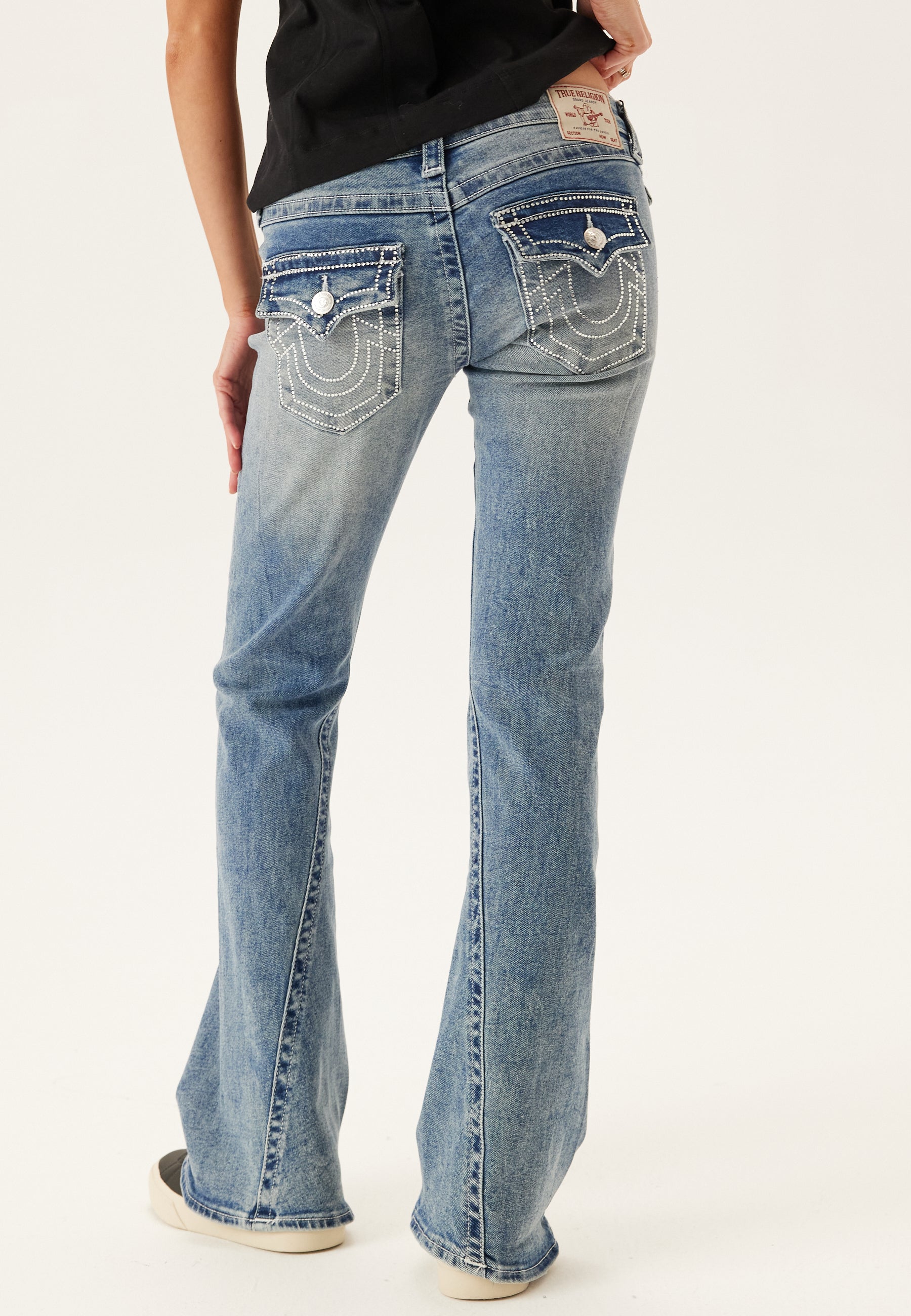 最終値下げ　希少　TRUE RELIGION joey big T フレア True religion – Crystal Joey Lr Flare Big T – campaign-normal – Blue