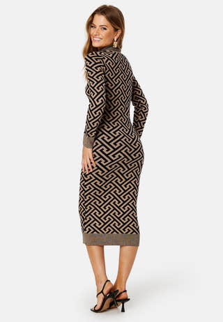 Aria LS High-Neck Calf Dress