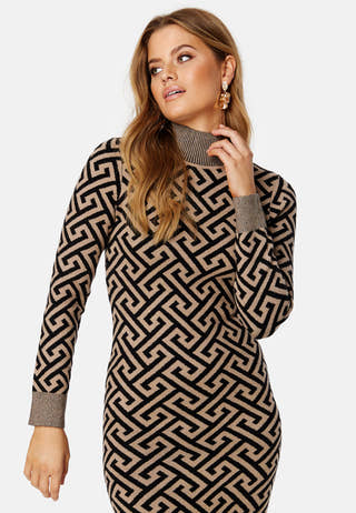 Aria LS High-Neck Calf Dress